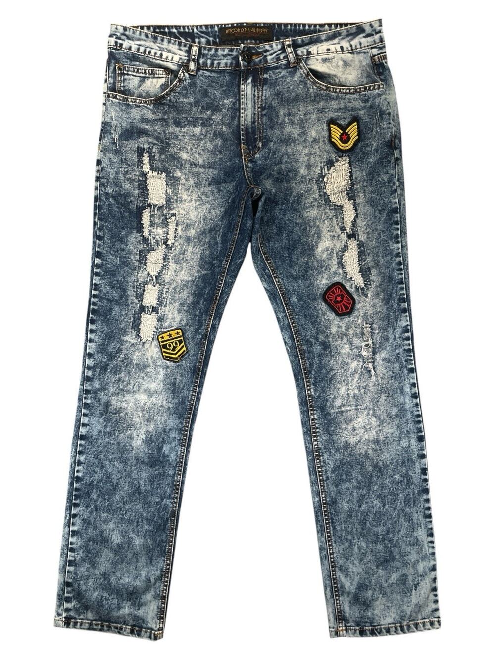Brooklyn Laundry 34x32 Acid Wash Patchwork Y2K Jeans Downtown LA Premium